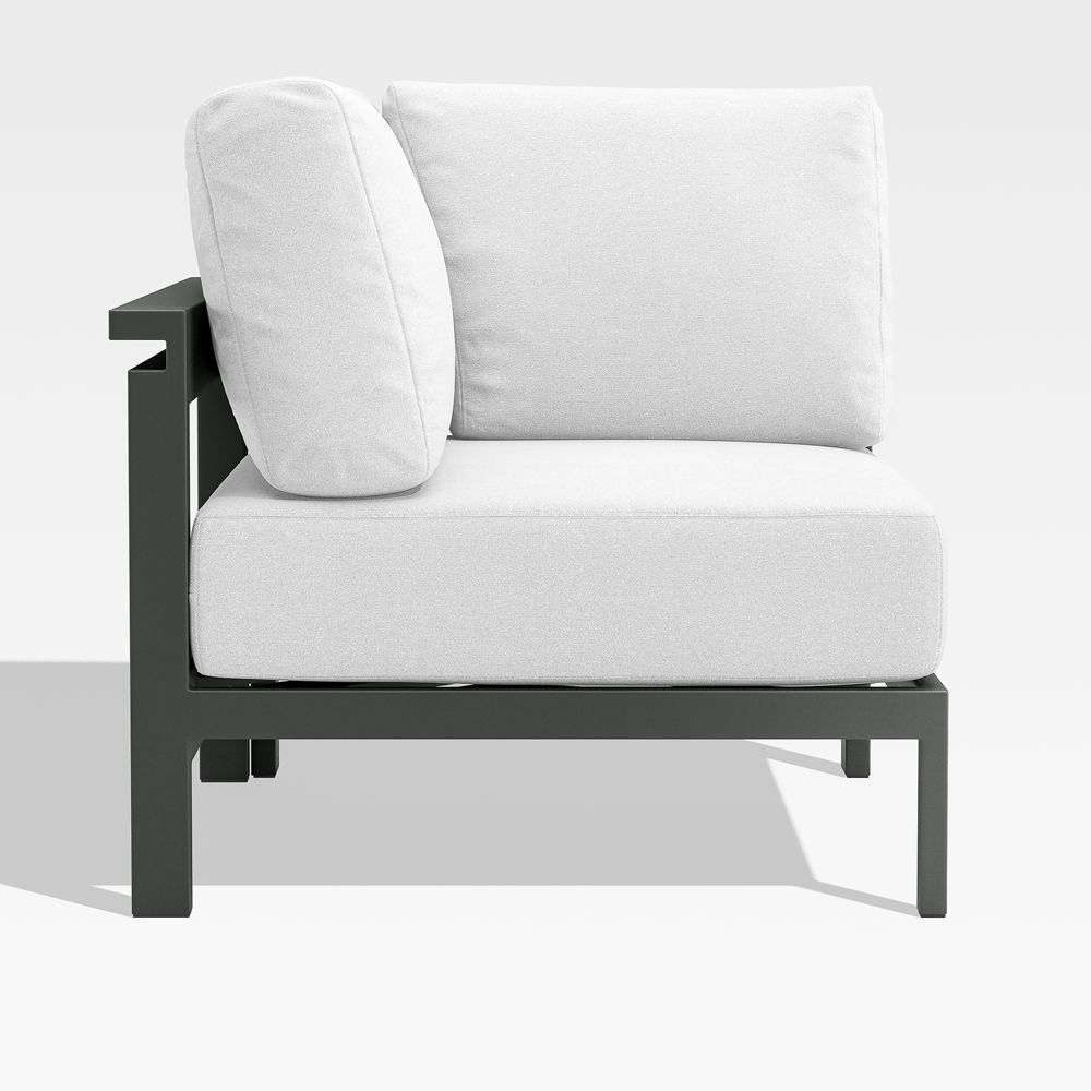 Walker Metal Outdoor Corner Chair with Canvas White Cushions