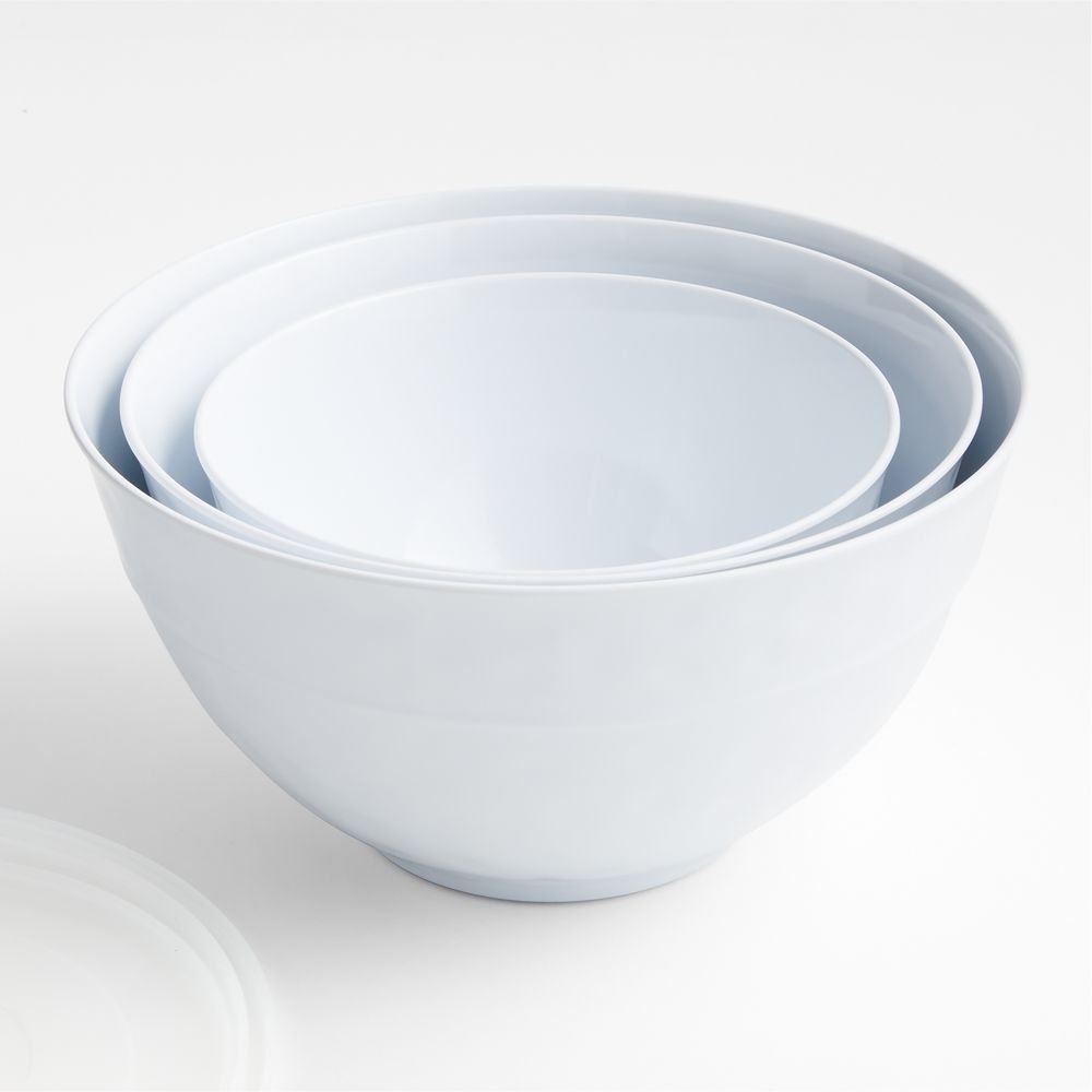 Orabel White Melamine Bowls with Lids, Set of 3