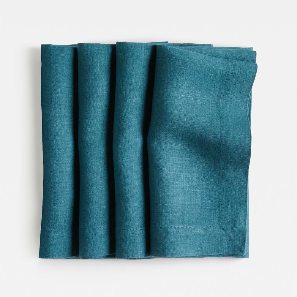 Marin Sea Blue European Linen Napkin, Set of 4