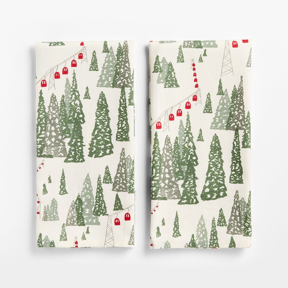 Winter Gondola Organic Cotton Dish Towels, Set of 2