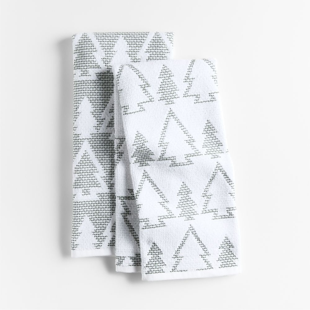 Winter Trees Textured Terry Organic Cotton Dish Towel, Set of 2