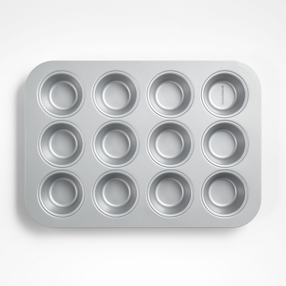 Crate & Barrel Silver 12-Cup Silicone Nonstick Muffin Pan