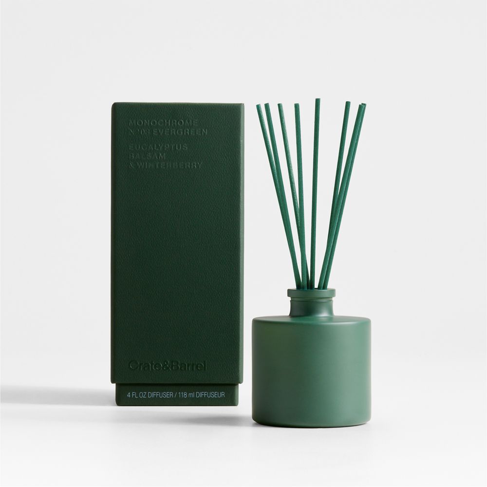 Monochrome No. 03 Evergreen Scented Candles and Diffuser- Eucalyptus, Balsam and Winterberry