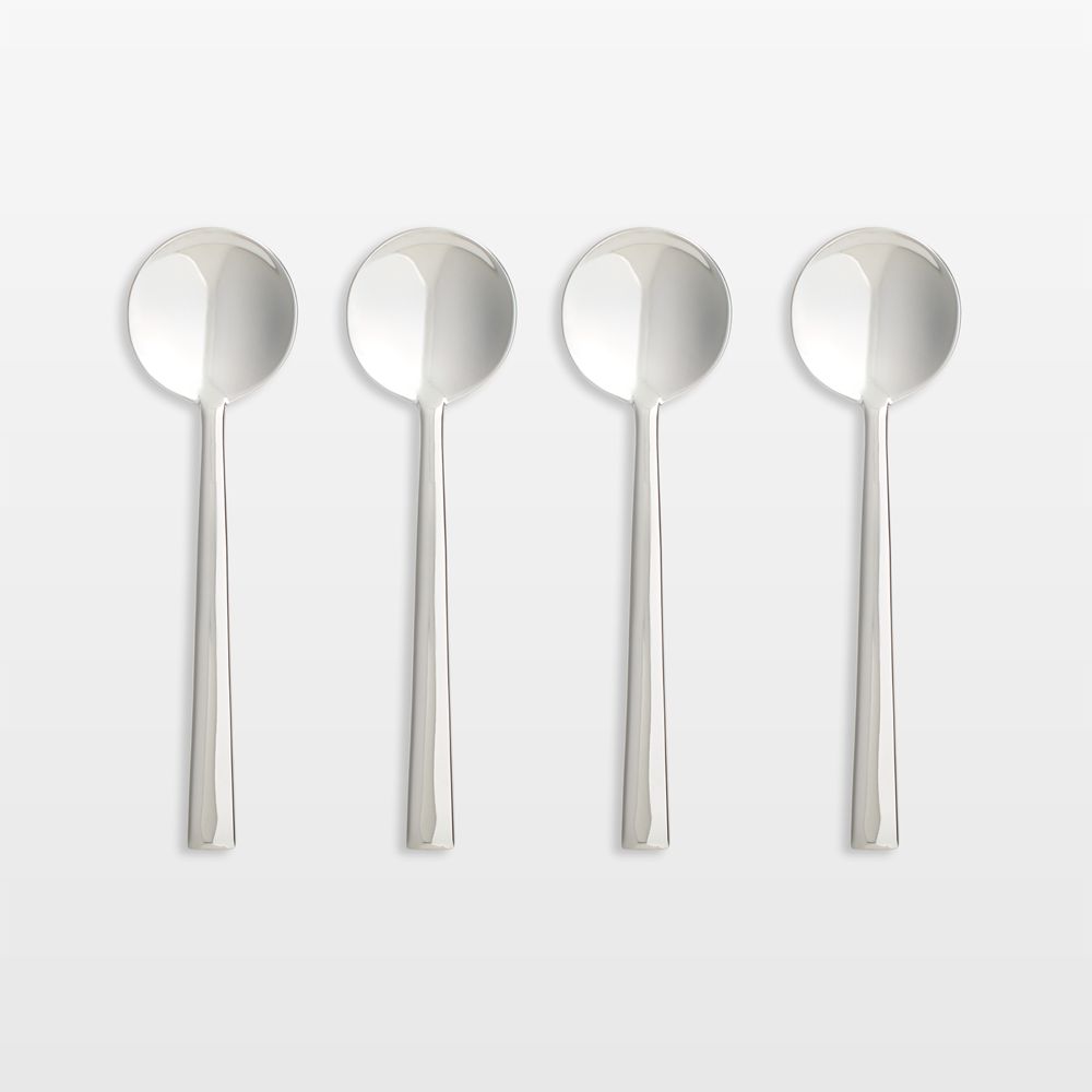 Mix Mirror Round Soup Spoons, Set of 4