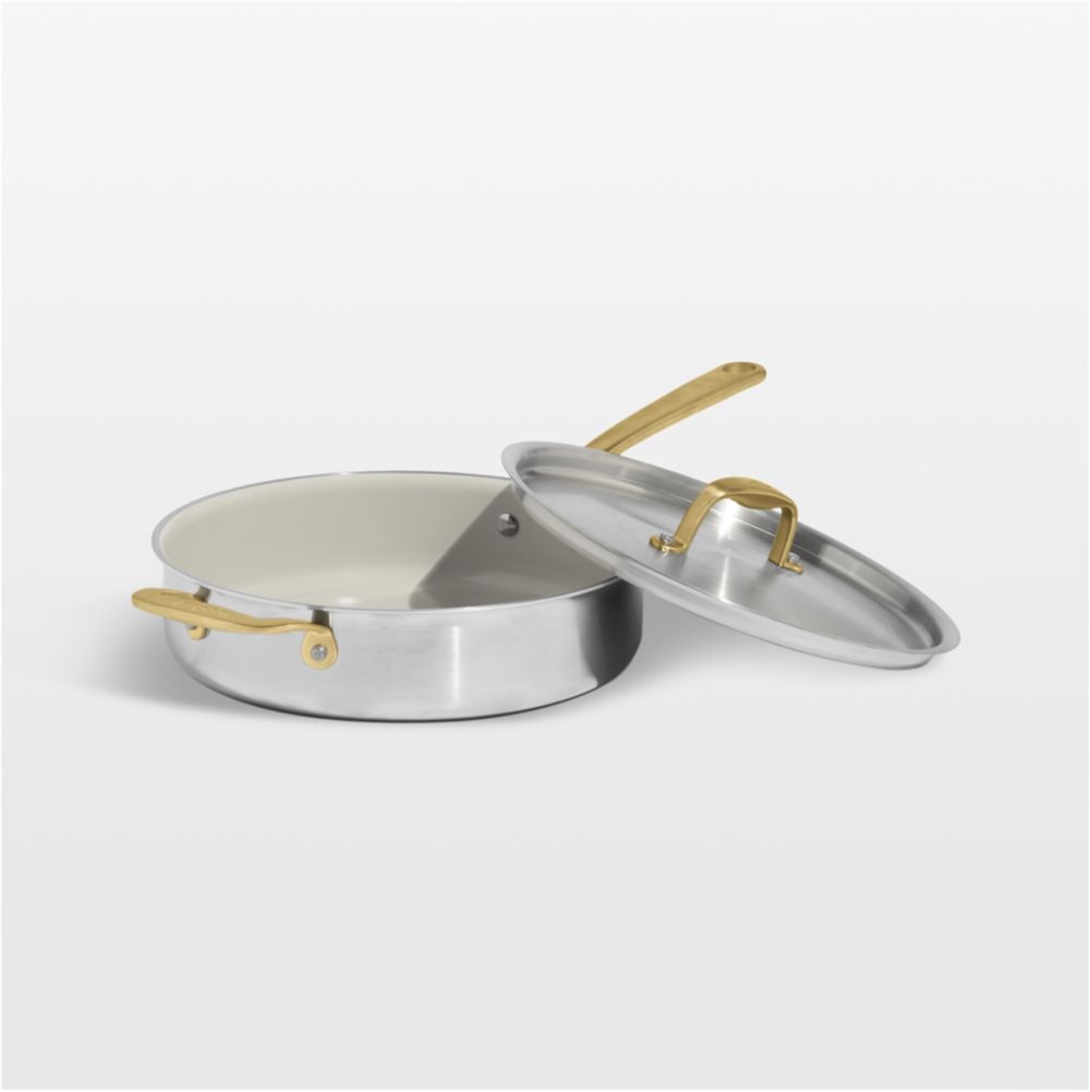 Made In CeramiClad Nonstick 3.5-Qt. Sautepan with Antique Brass Hardware