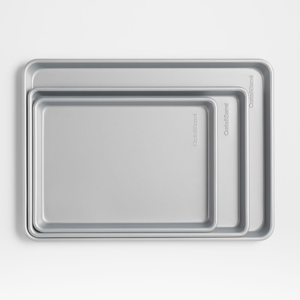 Crate & Barrel Silver Silicone Nonstick Sheet Pans, Set of 3