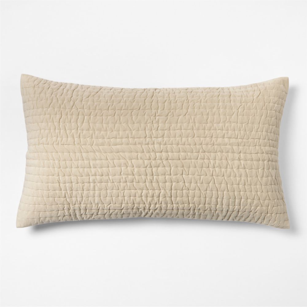 Organic Cotton Textured Velvet Ecru Beige Bed Pillow Sham