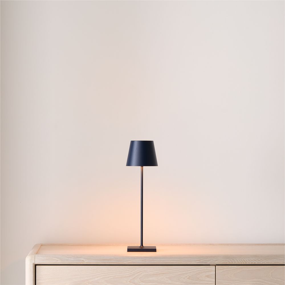 Poldina Pro Steel Blue Metal Table Lamp by Zafferano America 15"