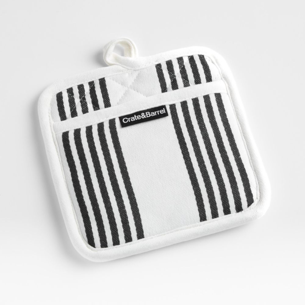 Cuisine Stripe Black Organic Cotton Pot Holder