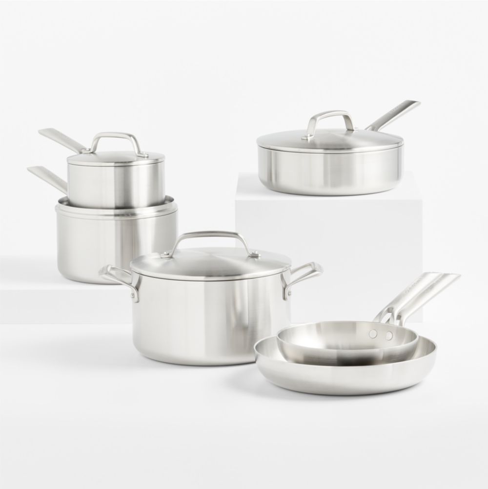 Crate & Barrel EvenCook Stainless 10-Piece Stainless Steel Cookware Set
