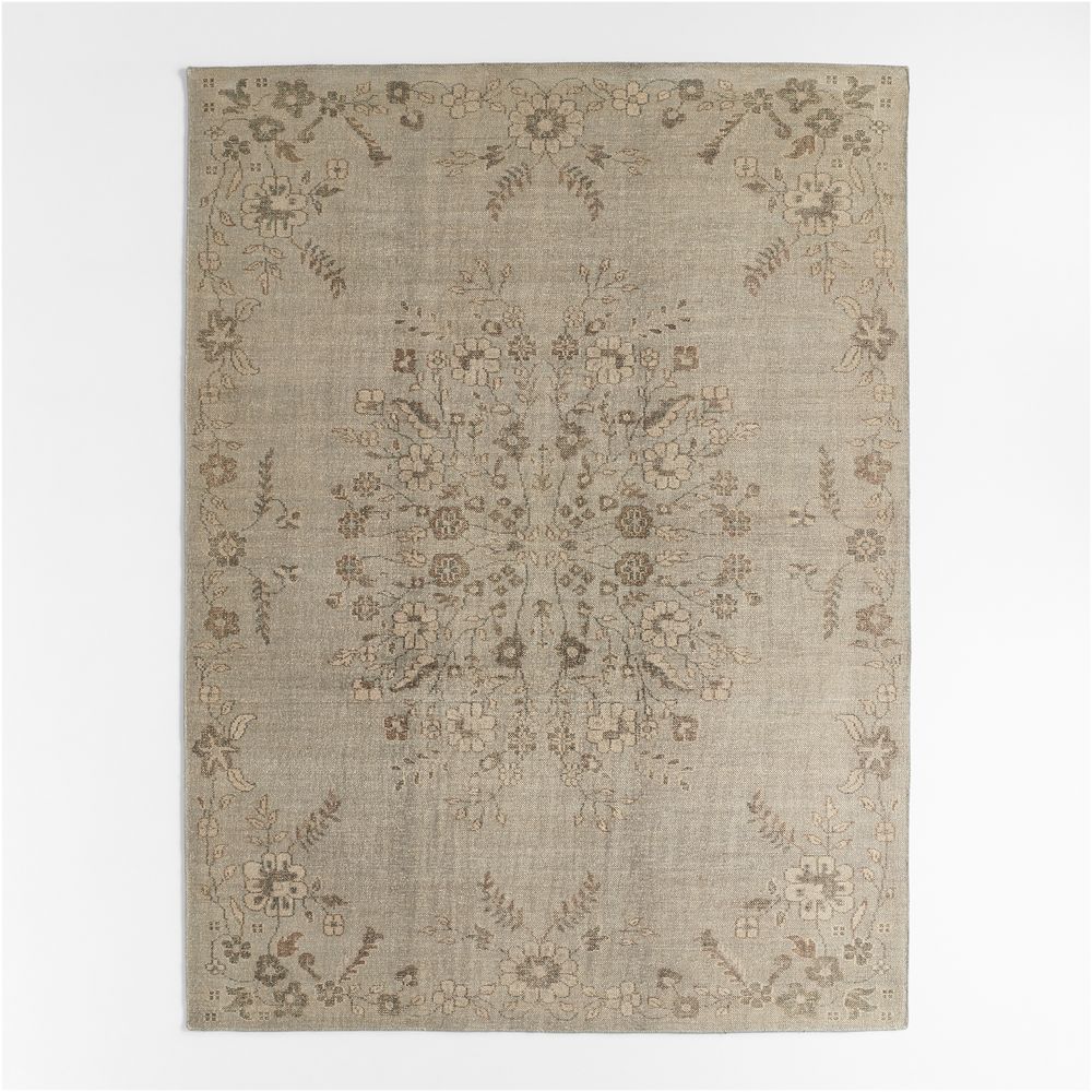 Florence Performance Traditional Floral Blue Handknotted Area Rug