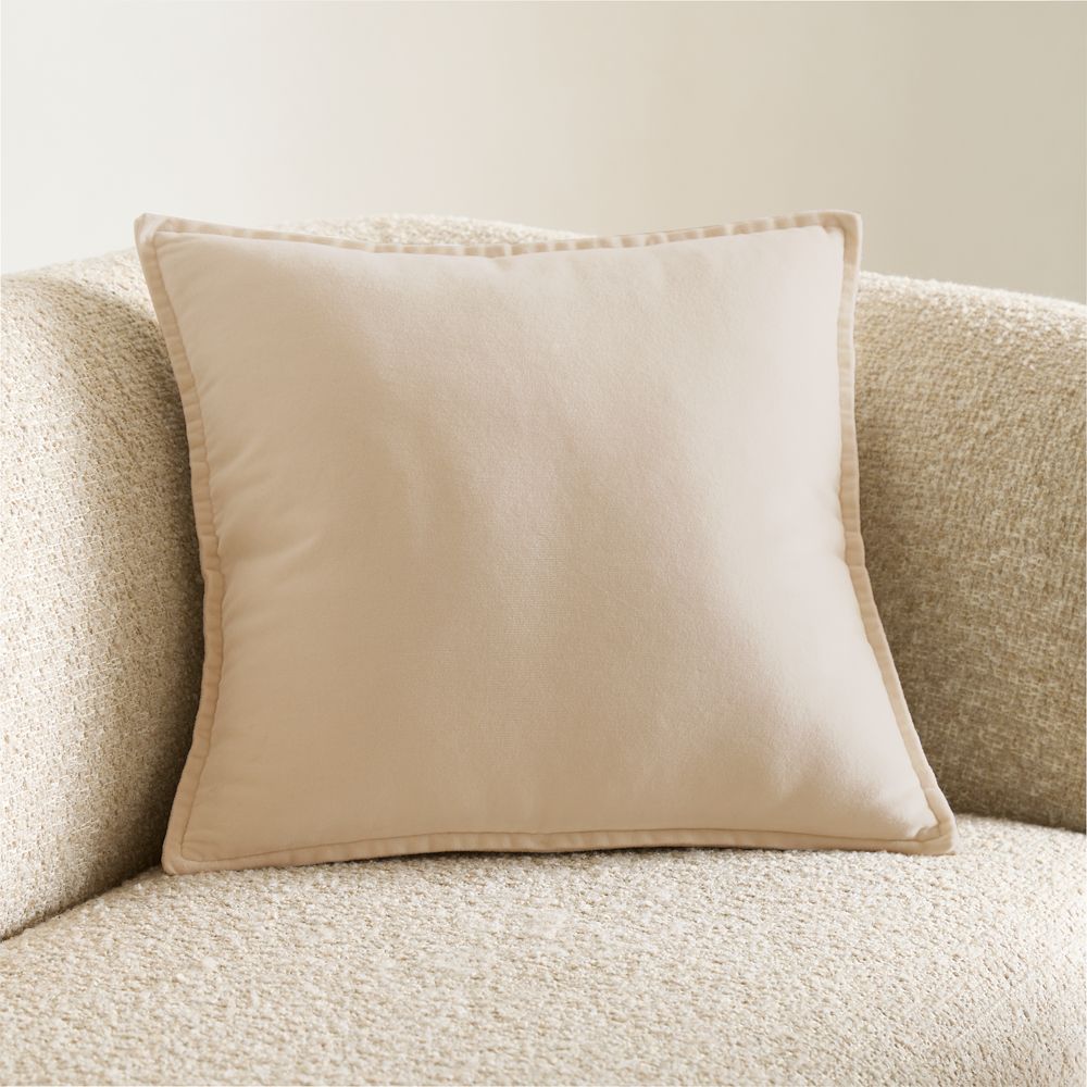 Relaxed Washed Organic Cotton Velvet 20"x20" Moonbeam Throw Pillow