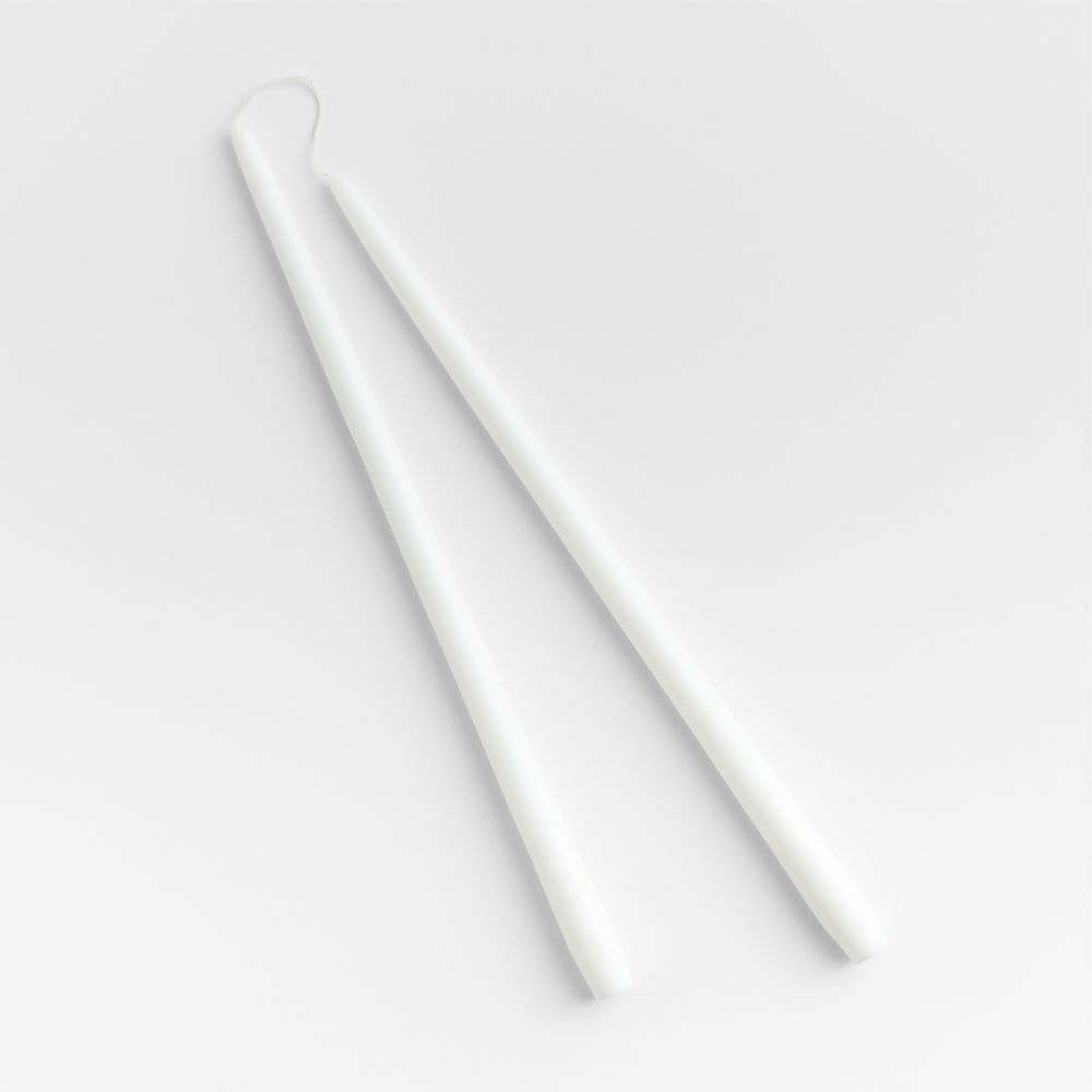 White 18" Dipped Taper Candles, Set of 2
