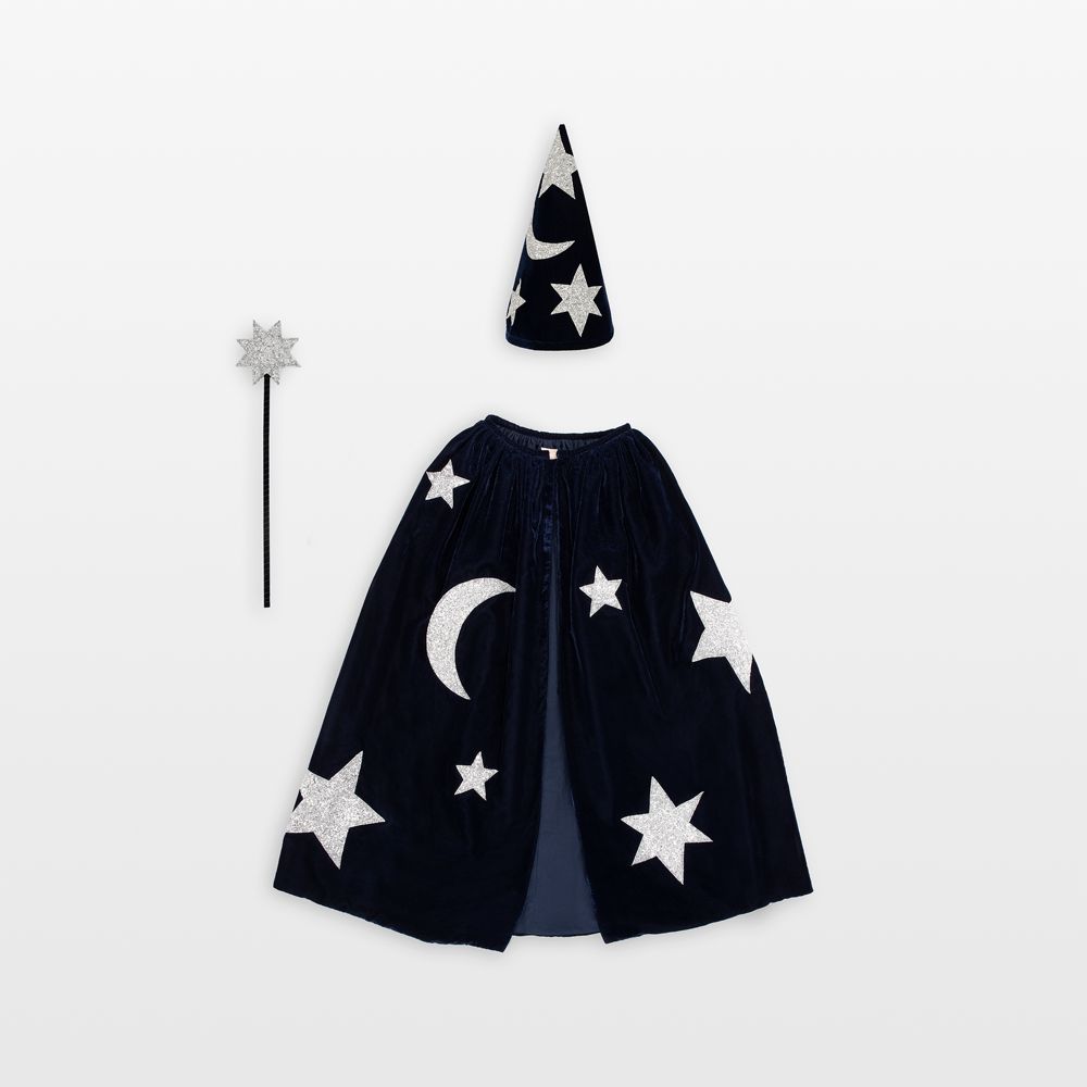 Meri Meri Blue Velvet Kids Wizard Costume