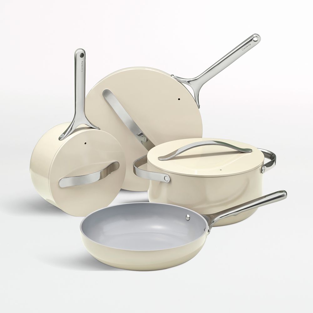 Caraway Cream Ceramic Nonstick 12-Piece Cookware Set