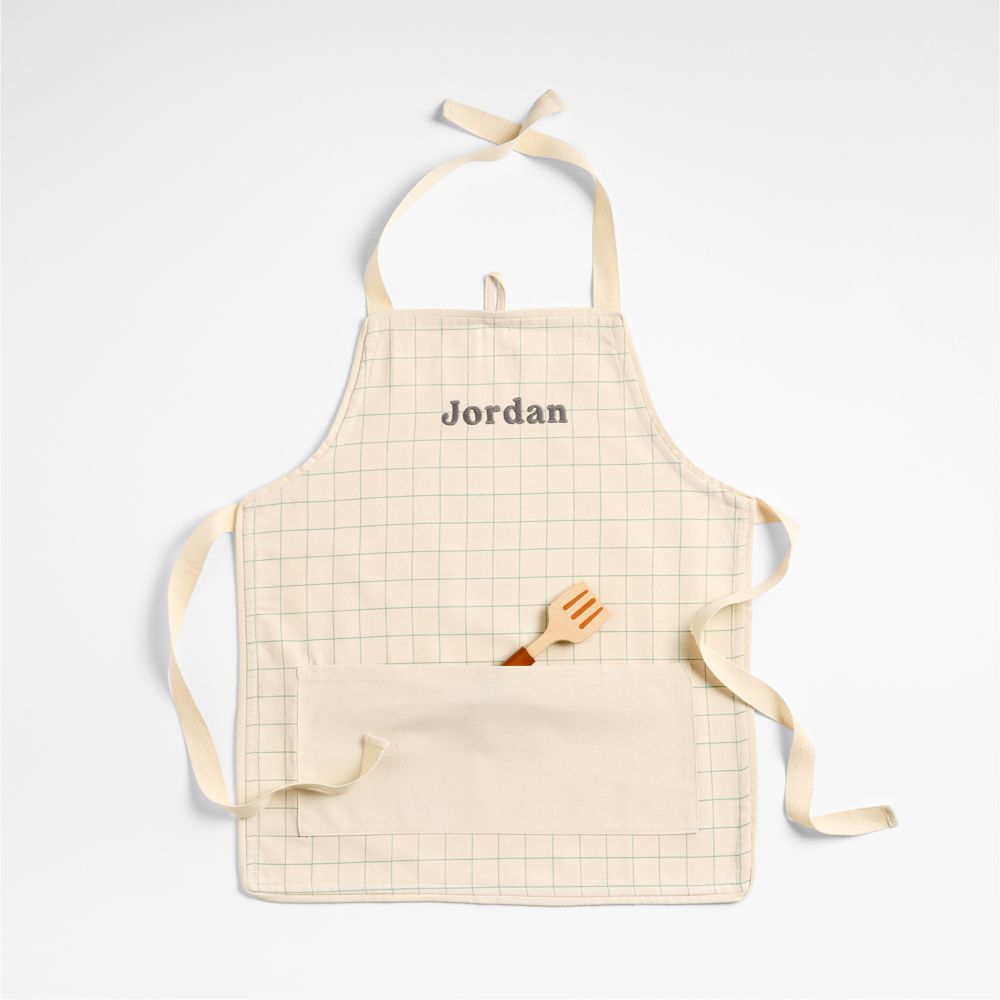Green Grid Kids Chef Apron