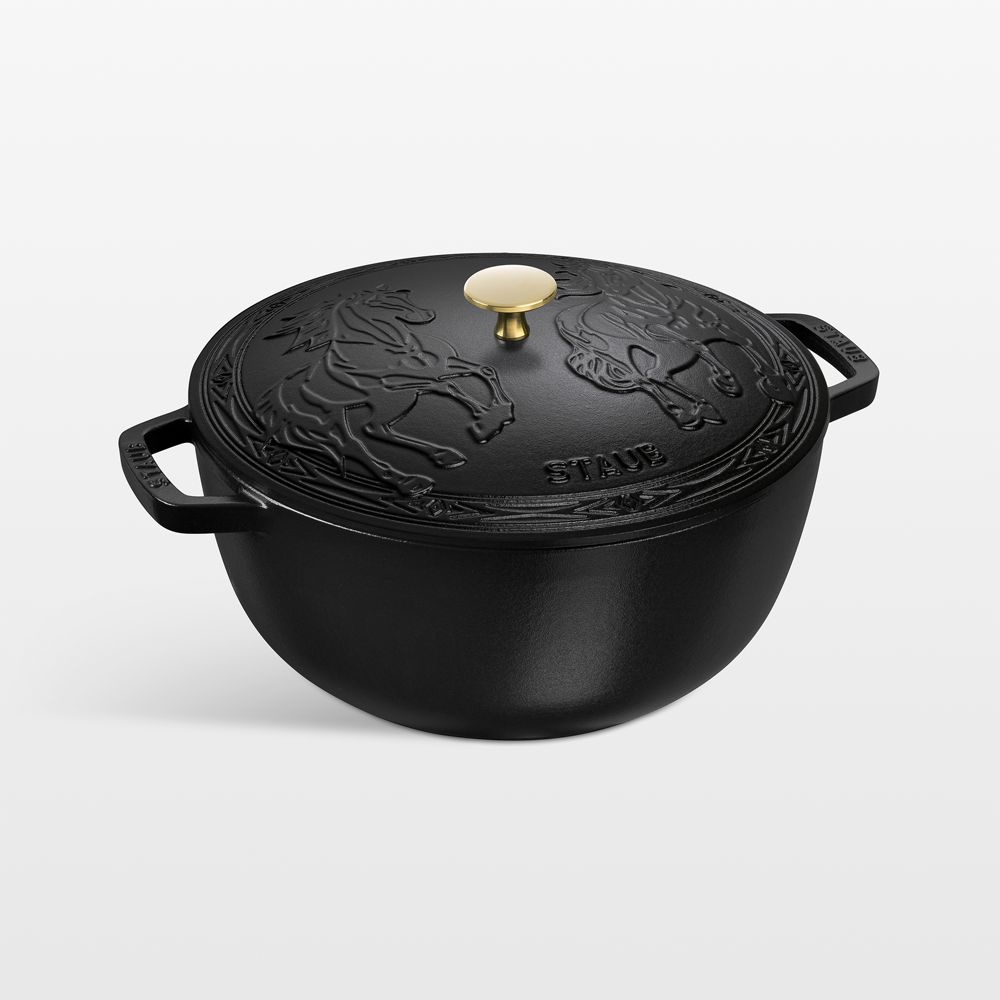 Staub Matte Black 5-Qt. French Oven with Horse Lid