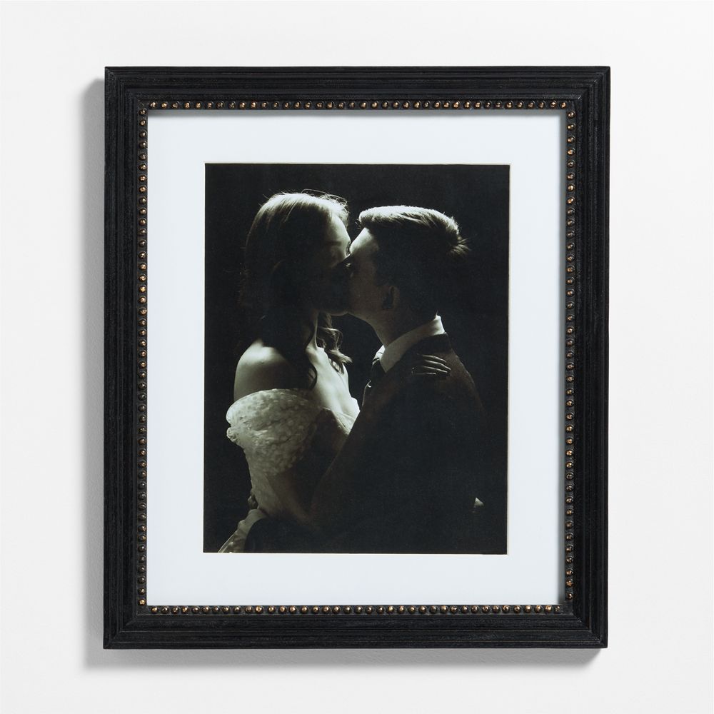 Belgium Black with Gold Bead Wood 11x14 Wall Picture Frame with 2 Interchangeable Mats