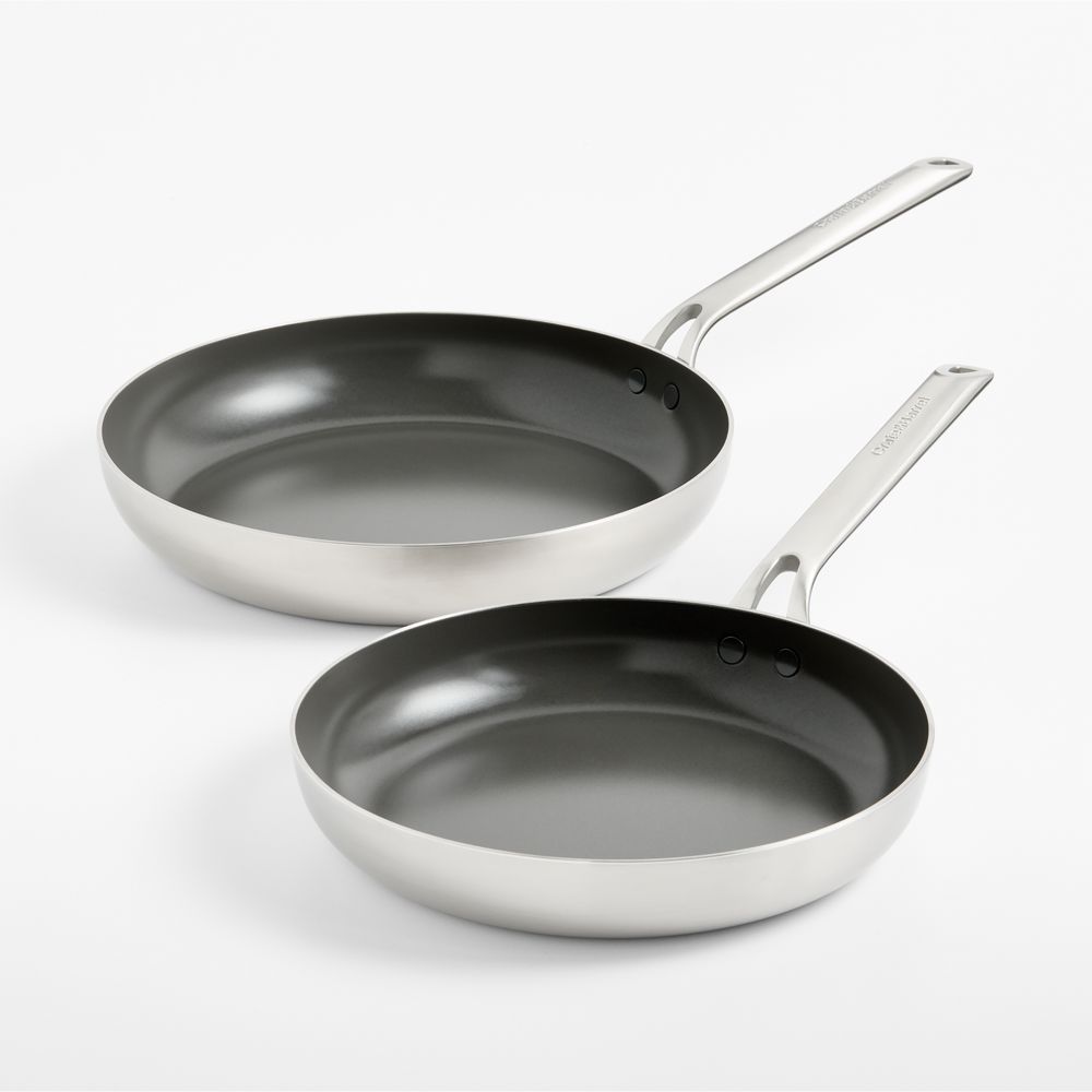 Crate & Barrel EvenCook Stainless 10" and 12" Ceramic Nonstick Fry Pan Set