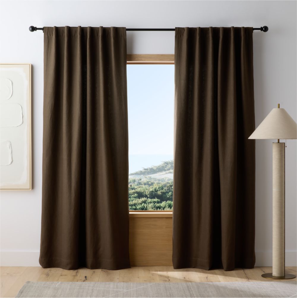 Deep Brown European Linen Window Curtain Panel