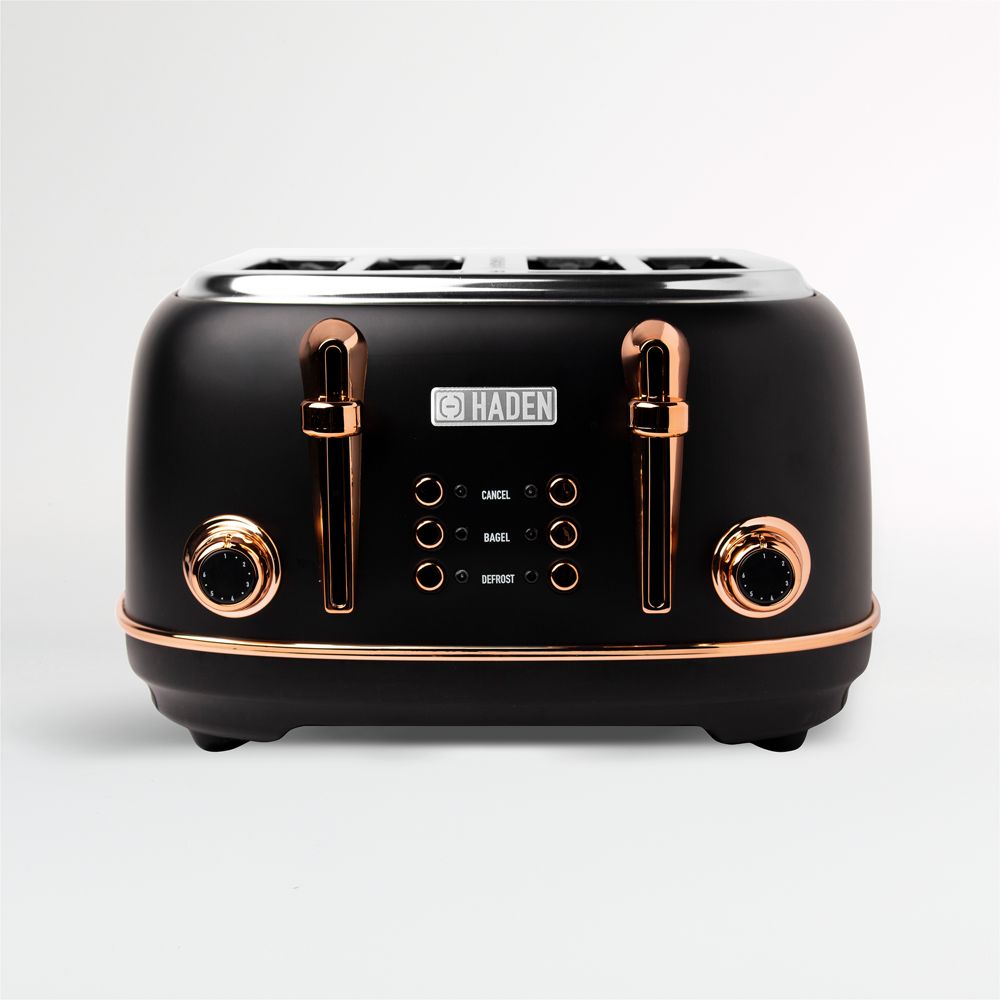 HADEN Black and Copper Heritage 4-Slice Toaster