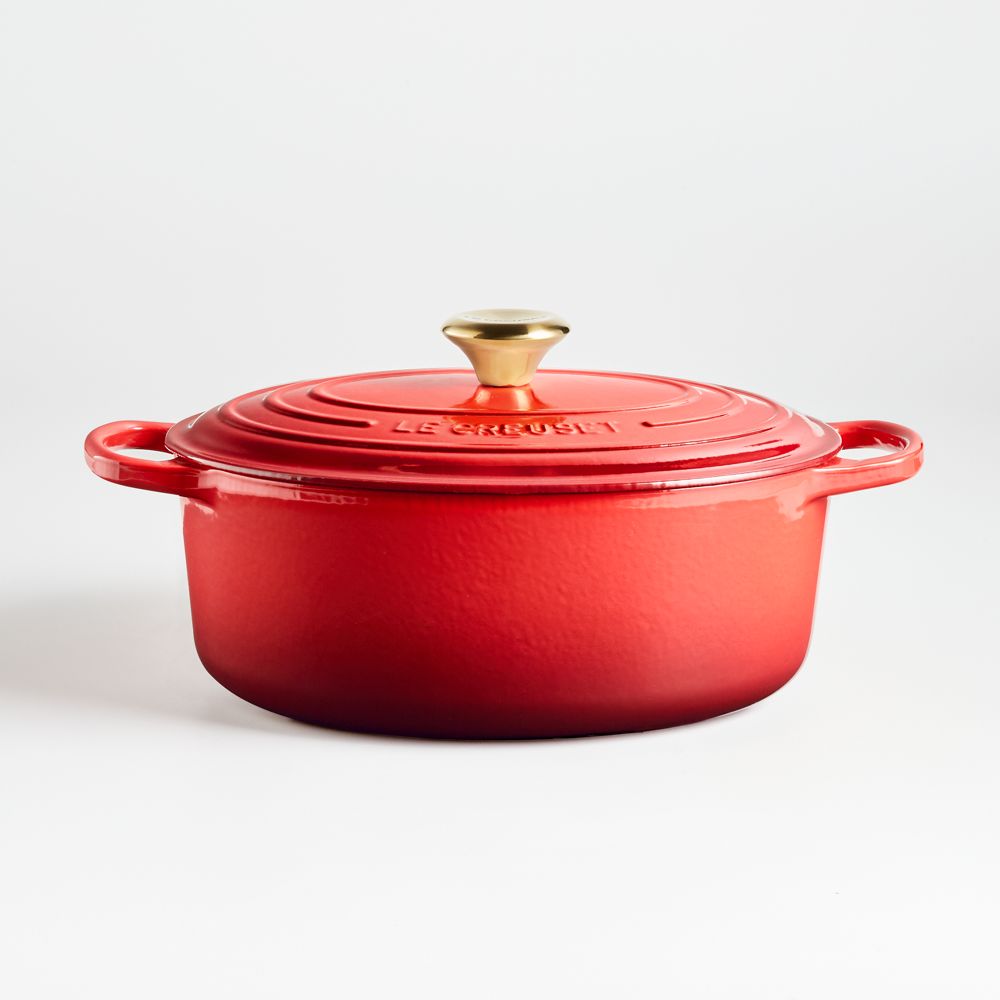 Le Creuset Signature 6.75-Qt. Gold Cerise Enameled Cast Iron Oval Dutch Oven