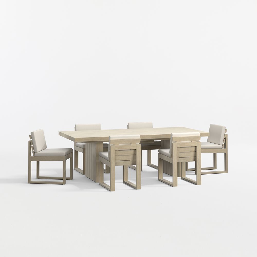 Mallorca 92"-114" Solid Wood Outdoor Extension Dining Table and Chair Set with Cushions