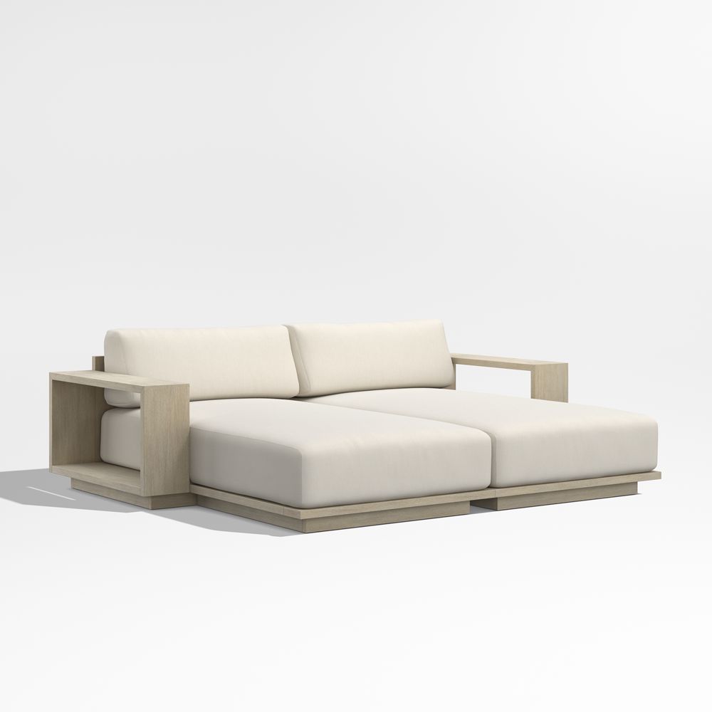Mallorca 86" Double-Chaise Wood Outdoor Daybed with Cushions