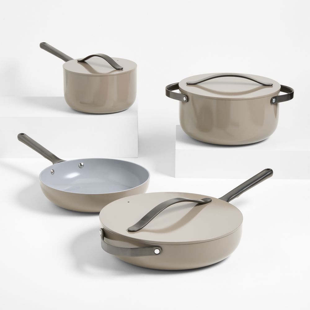 Caraway Pebble Ceramic Nonstick 12-Piece Cookware Set with Gunmetal Hardware