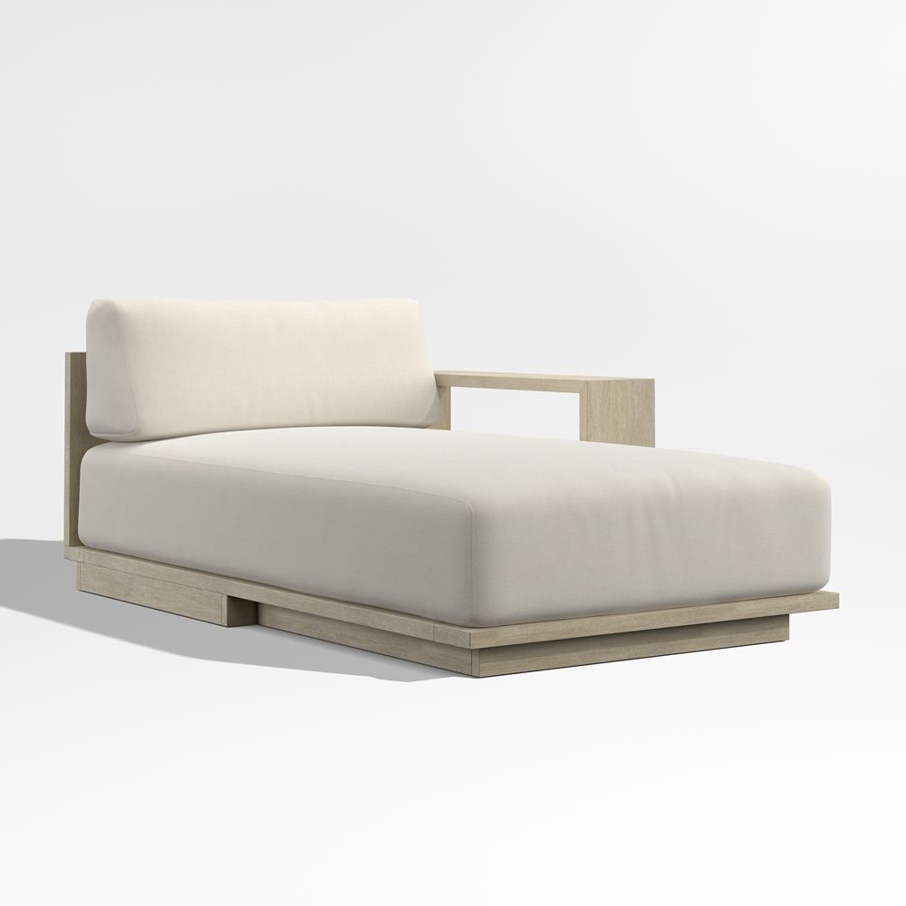 Mallorca Wood Right-Arm Outdoor Chaise Lounge with Cushions