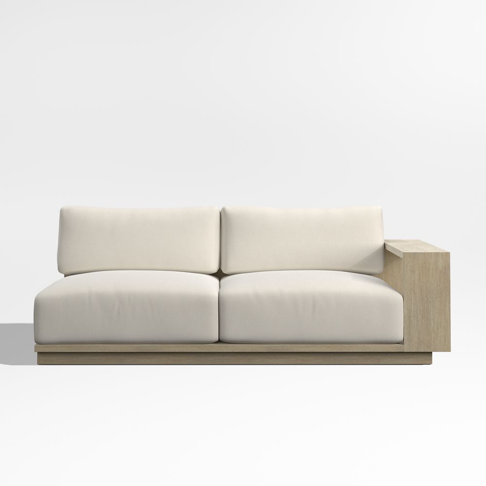 Mallorca 76" Wood Right-Arm Outdoor Sofa with Cushions