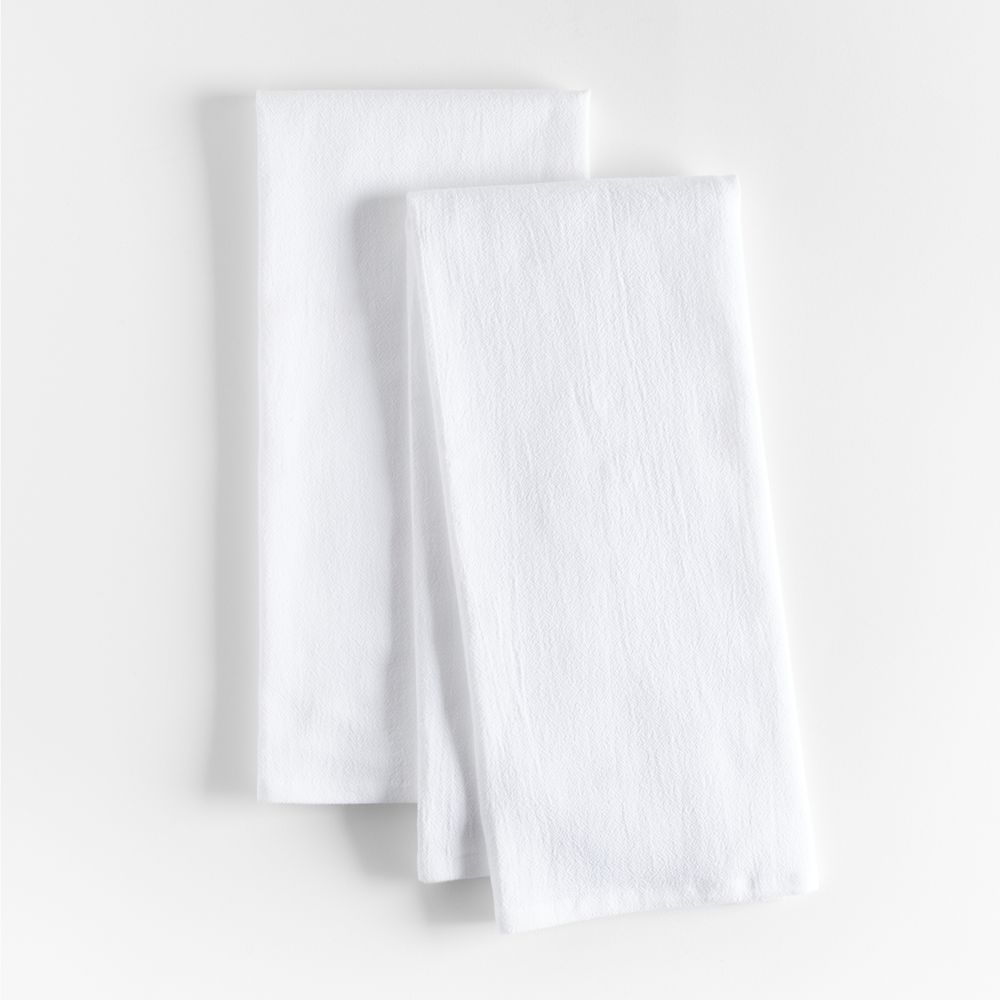 White Organic Cotton Flour Sack Dish Towels, Set of 2