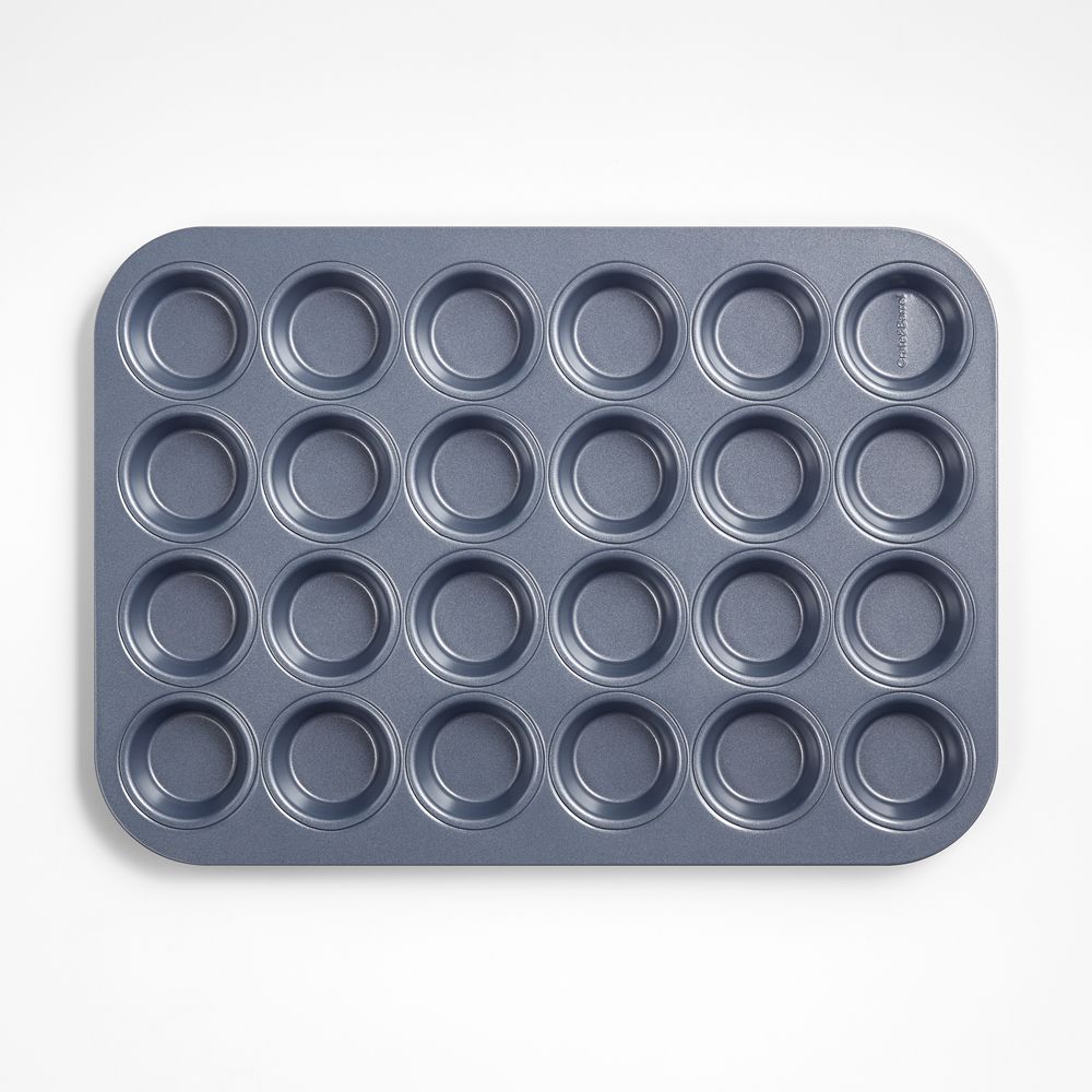 Crate & Barrel Slate Blue 24-Cup Silicone Nonstick Mini Muffin Pan