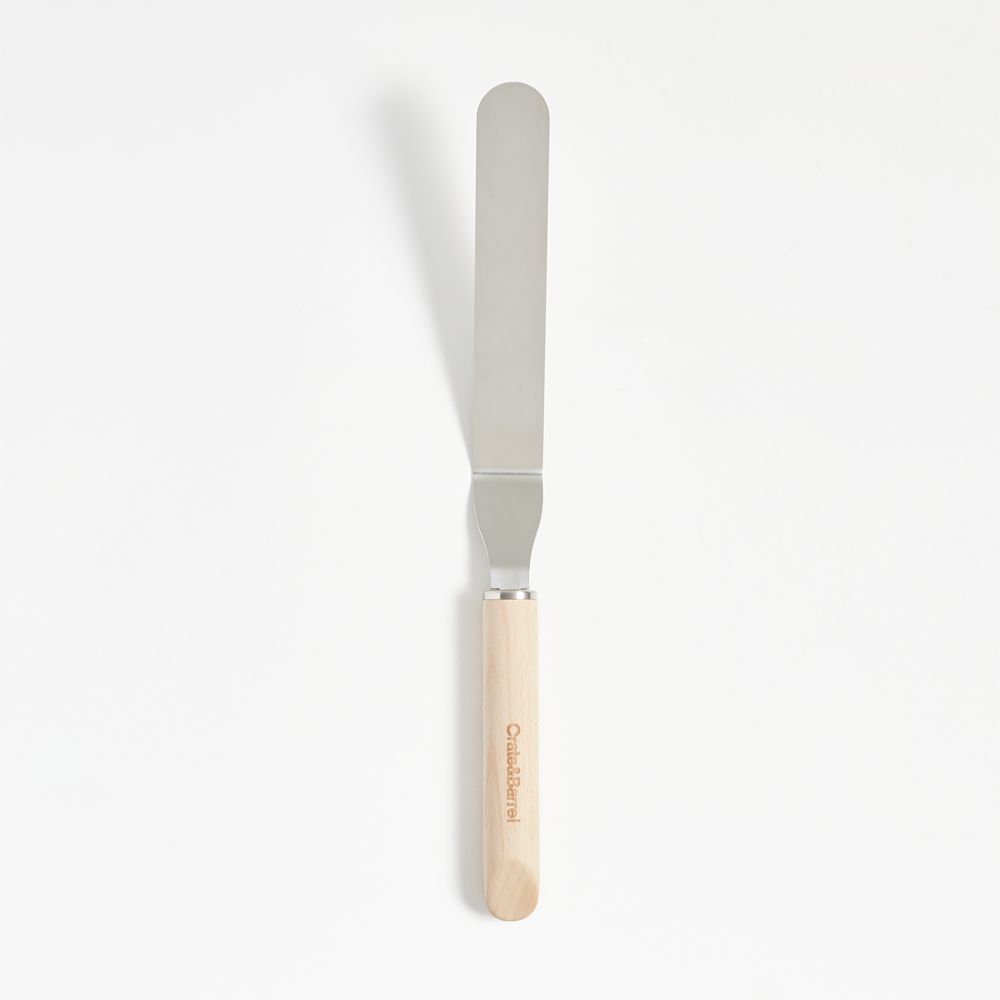 Crate & Barrel Large Beechwood Offset Icing Spatula