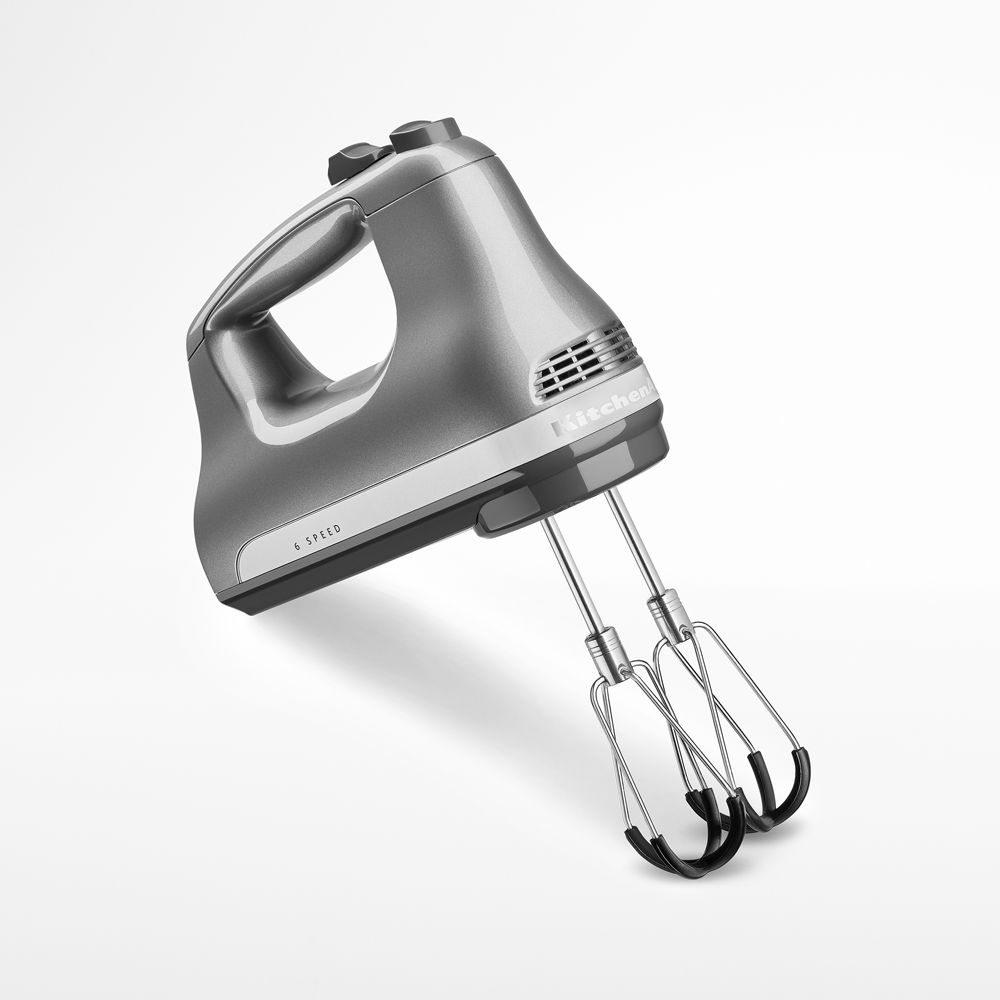 KitchenAid 6-Speed Silver Hand Mixer with Flex Edge Beaters Contour