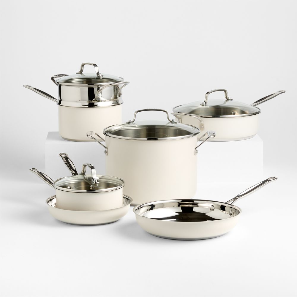Cuisinart Chef's Classic Vanilla Creme 11-Piece Stainless Steel Cookware Set