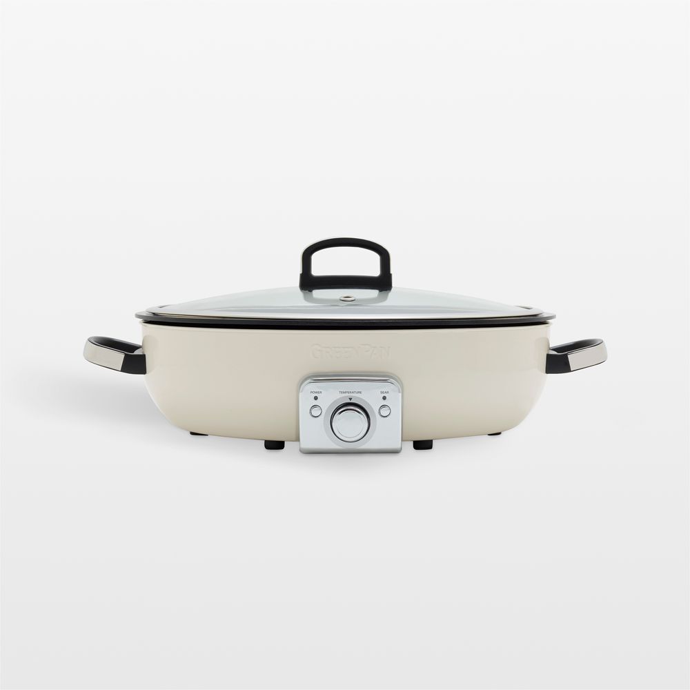 GreenPan Elite Oval Electric Skillet in Cloud Cream