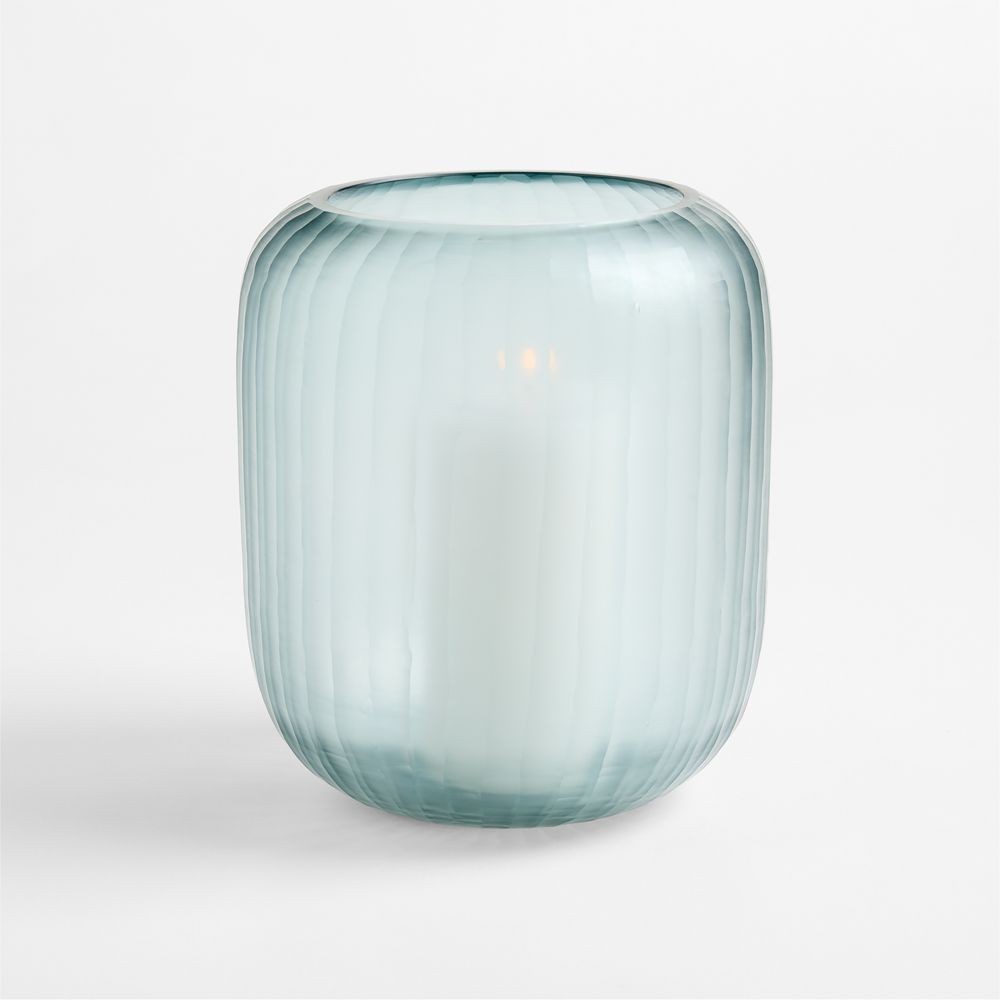 Eden Blue Fluted Hurricane Glass