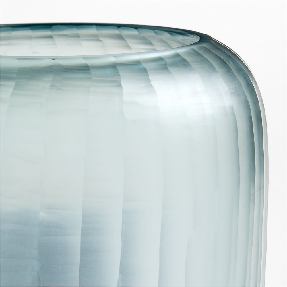 Alternative view of Eden Blue Fluted Hurricane Glass