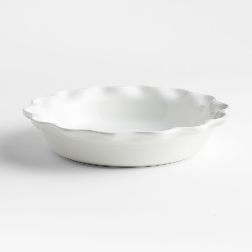 Le Creuset Heritage 9" White Stoneware Pie Dish with Fluted Rim