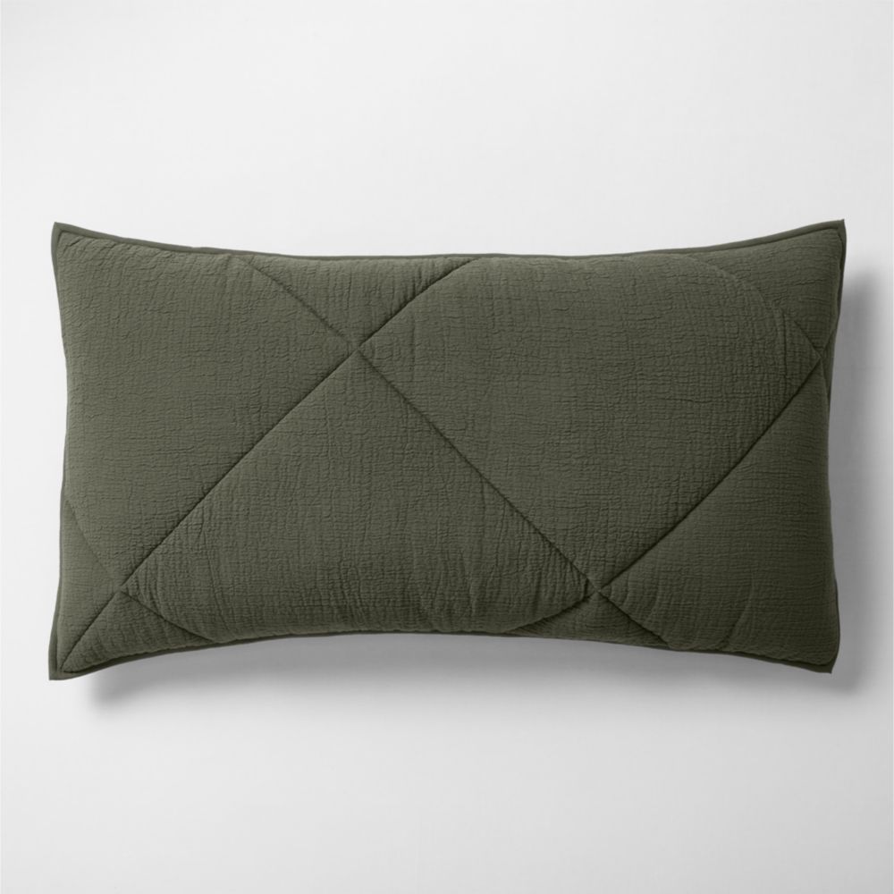 Cotton Crinkle Matelasse Burnt Green Bed Pillow Sham