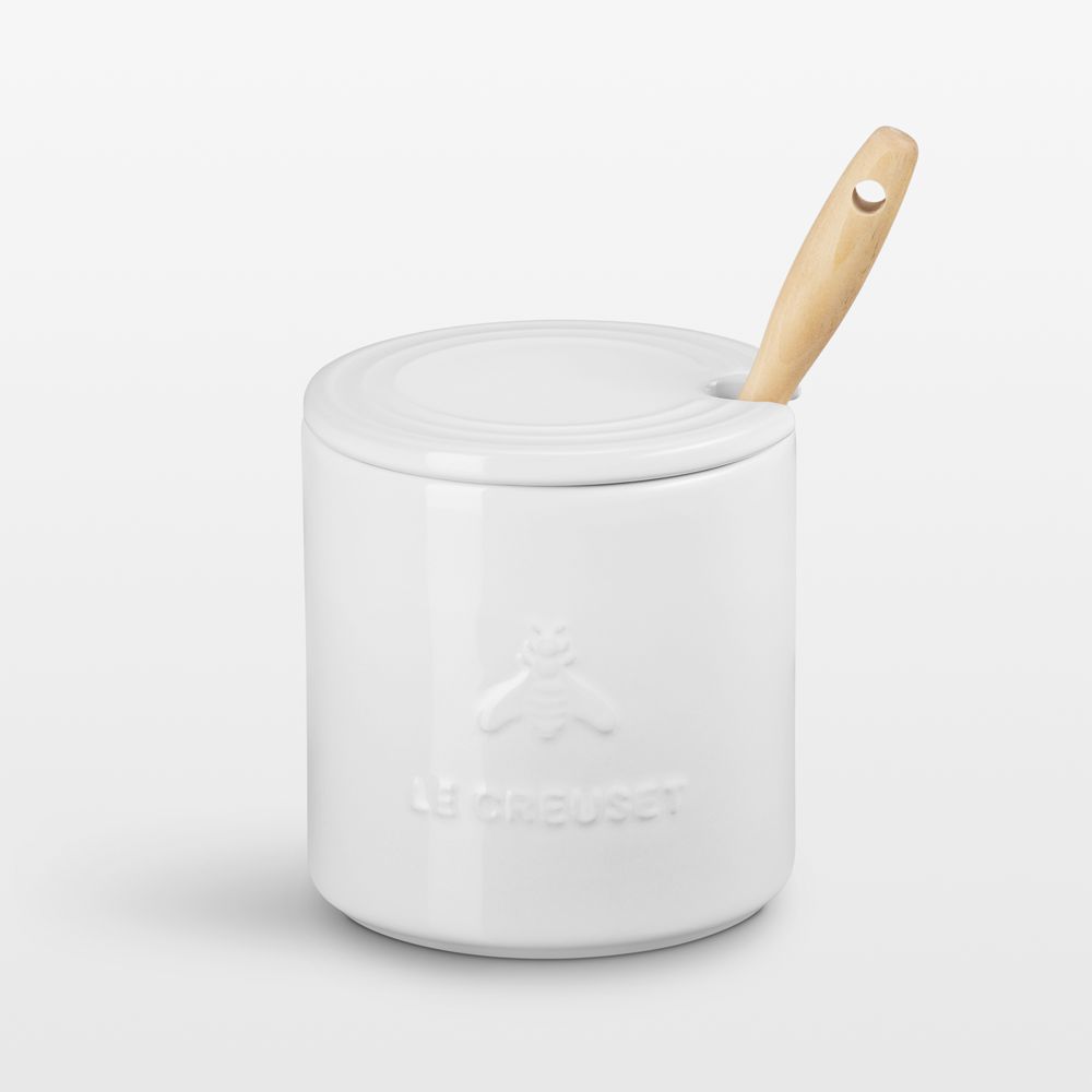Le Creuset Signature White Stoneware Honey Pot with Dipper