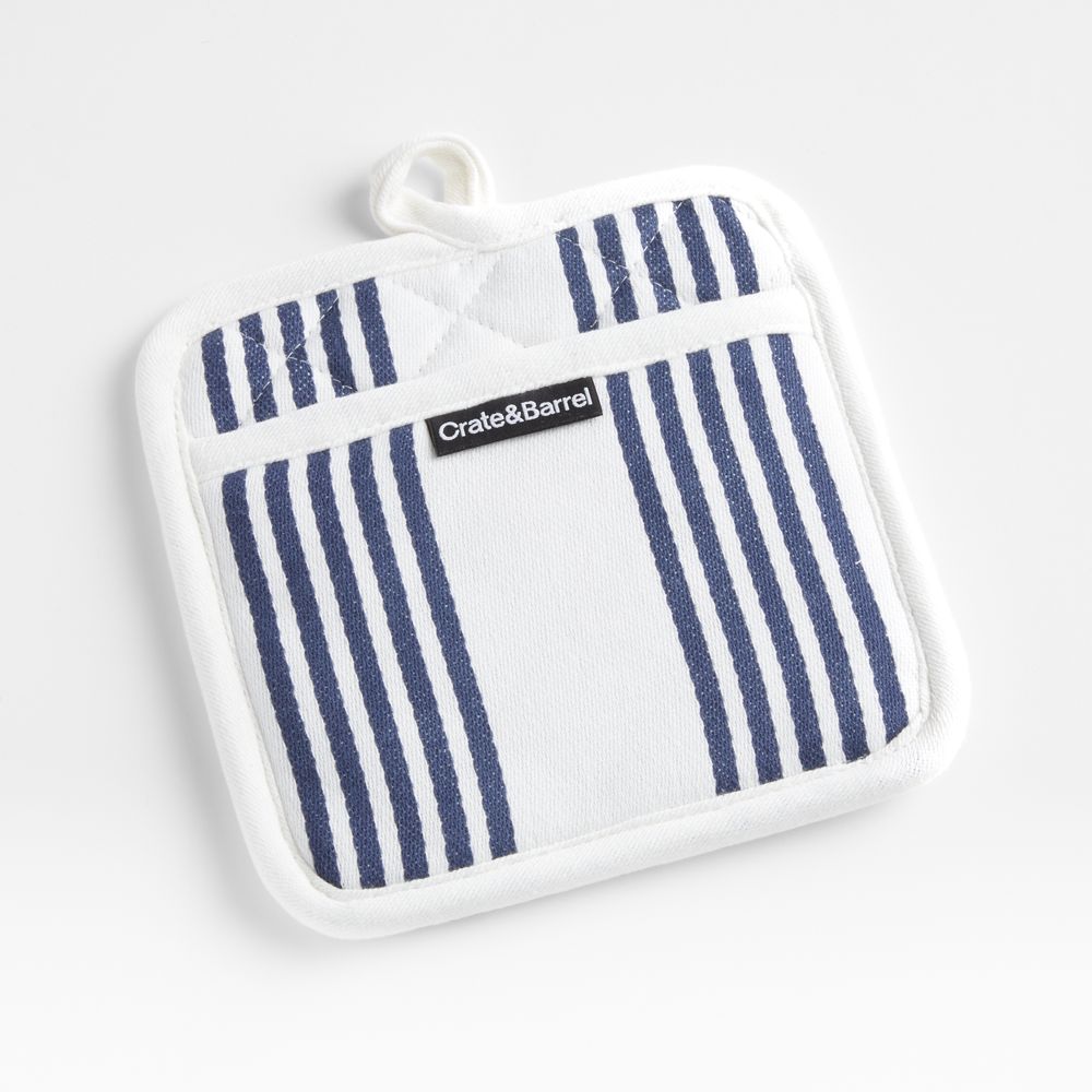 Cuisine Stripe Indigo Organic Cotton Pot Holder