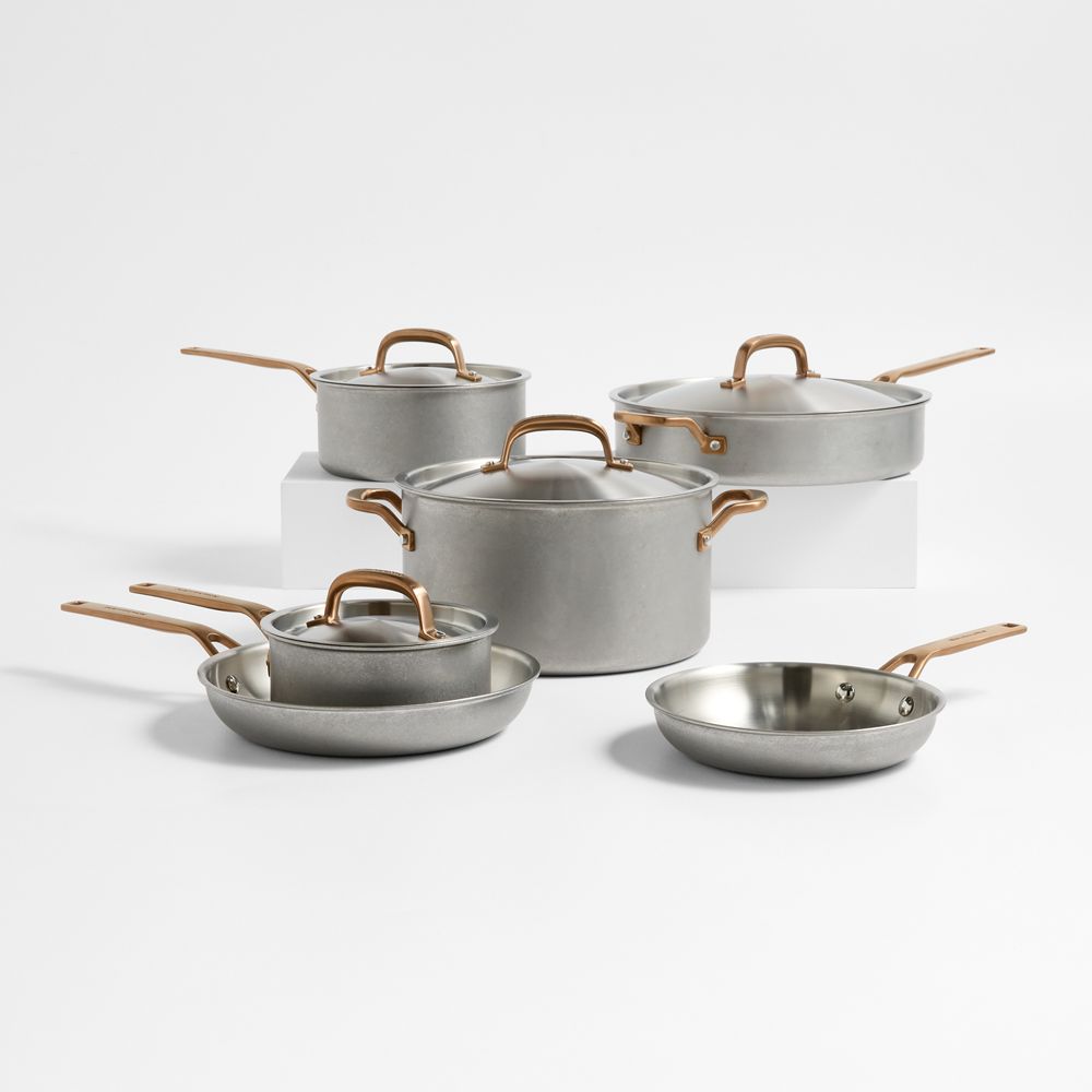 KitchenAid Stonewash Stainless Steel 5-Ply Clad 10-Piece Cookware Set