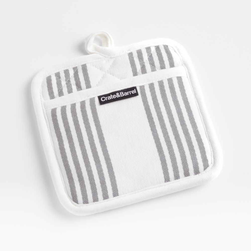 Cuisine Stripe Grey Organic Cotton Pot Holder