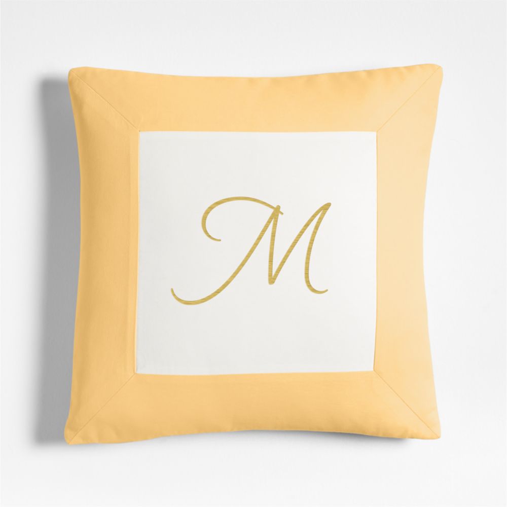 Legacy Border Organic Cotton Monogrammable 20"x20" Lemon Sorbet Yellow Throw Pillow