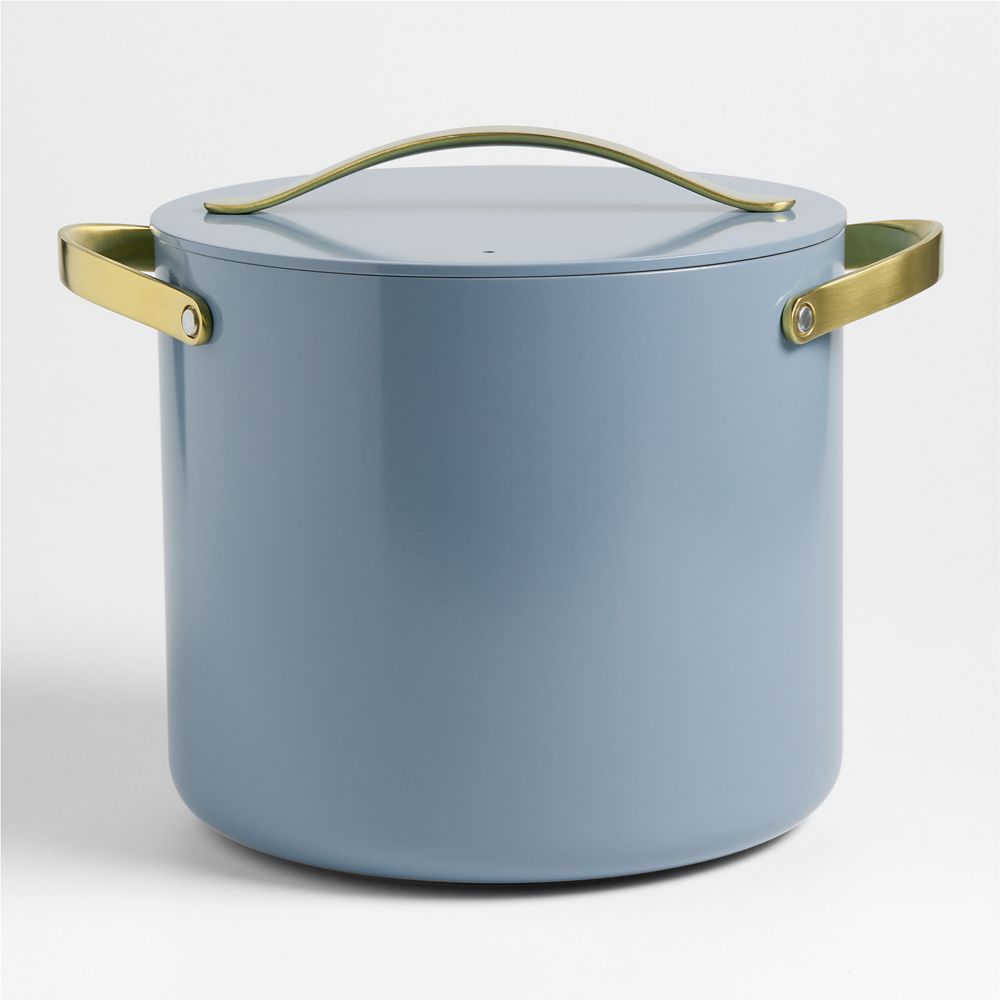 Caraway Cookware Plus Blue Lagoon Ceramic 12-Qt. Stock Pot with Gold Hardware