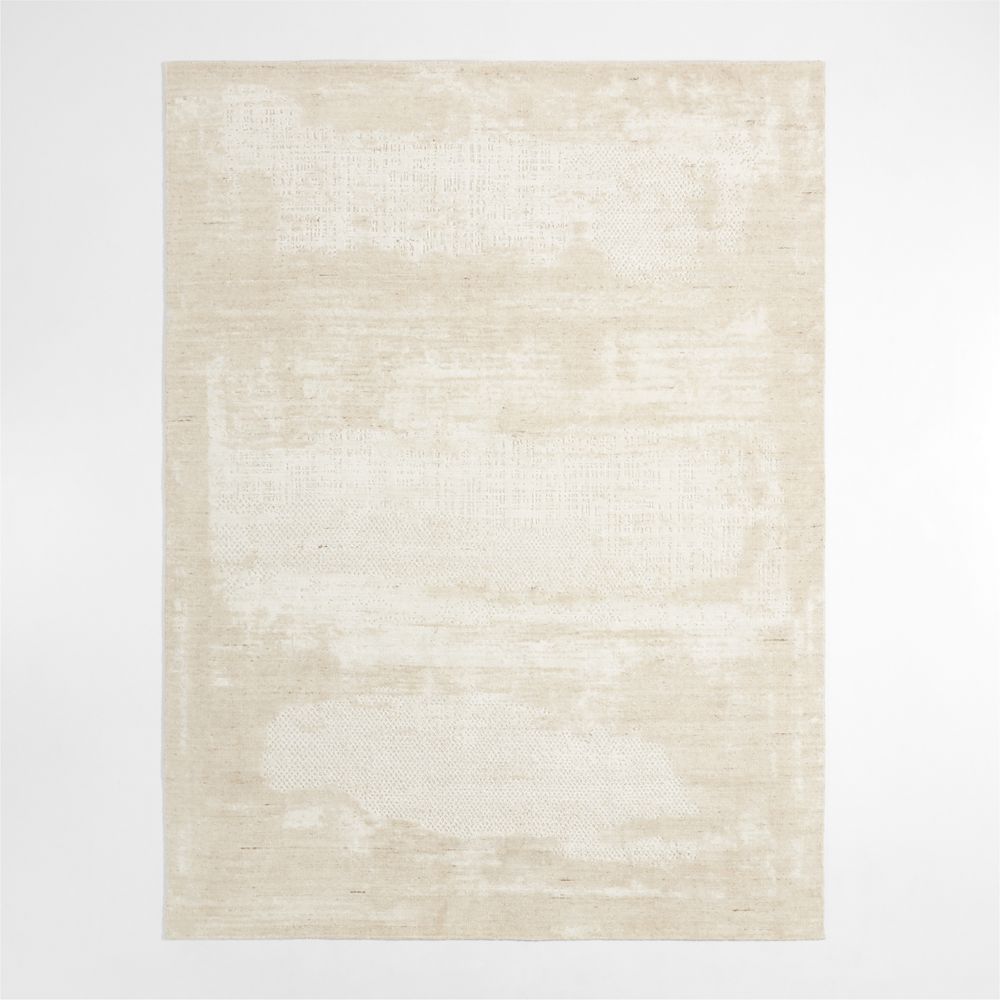 Milano Wool and Viscose Hand-Knotted Beige Area Rug