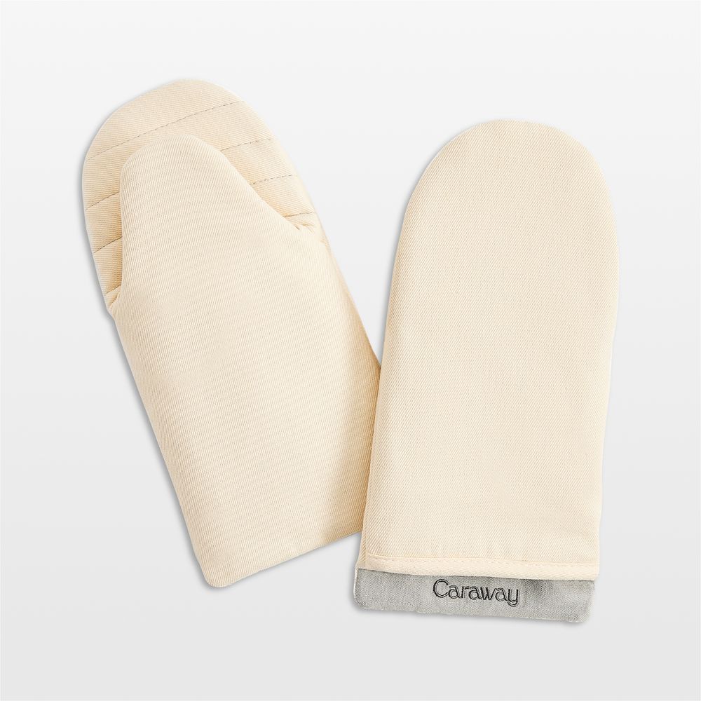 Caraway Organic Cotton Cream Oven Mitt, Set of 2