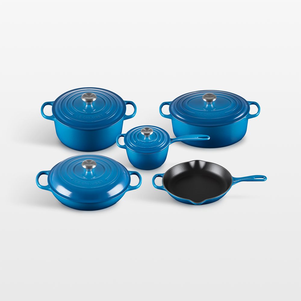 Le Creuset Signature Marseille Enameled Cast Iron 9-Piece Cookware Set